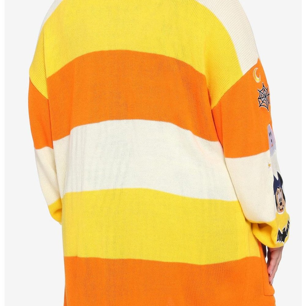 HP🎊🎊🎃Disney Mickey Mouse Halloween Candy Corn Stripe Girls Open Cardigan - Picture 5 of 15